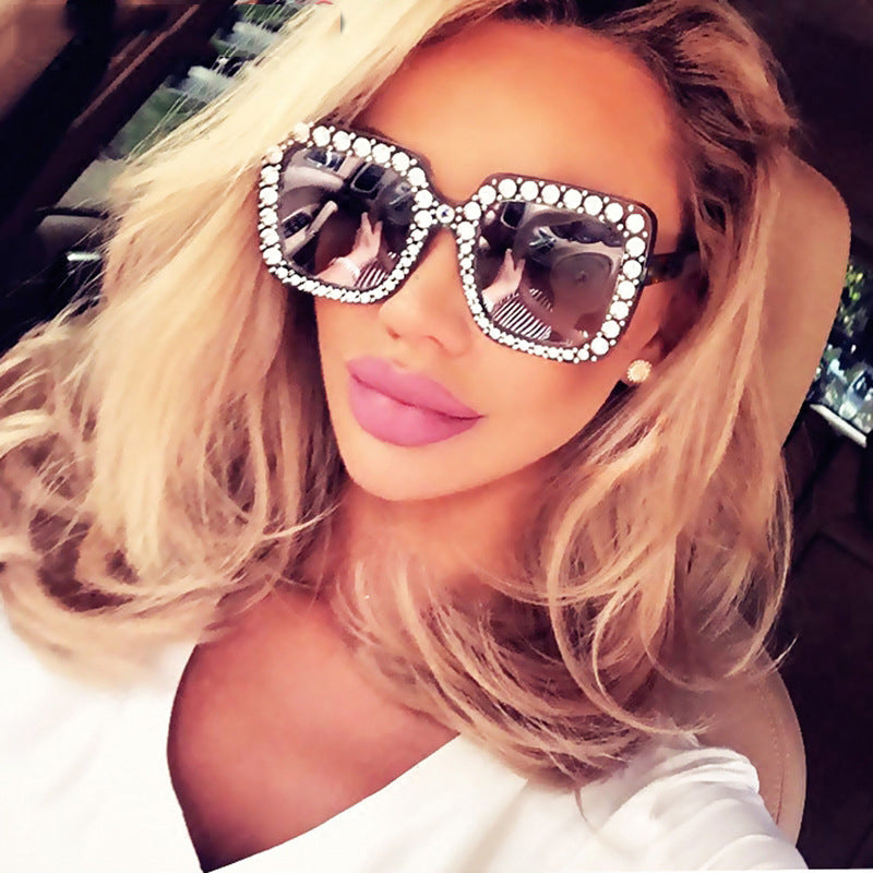 Gafas de sol de diamante brillante para mujer, diseño de marca de espejo cuadradas con gafas de sol, gafas de sol para mujer